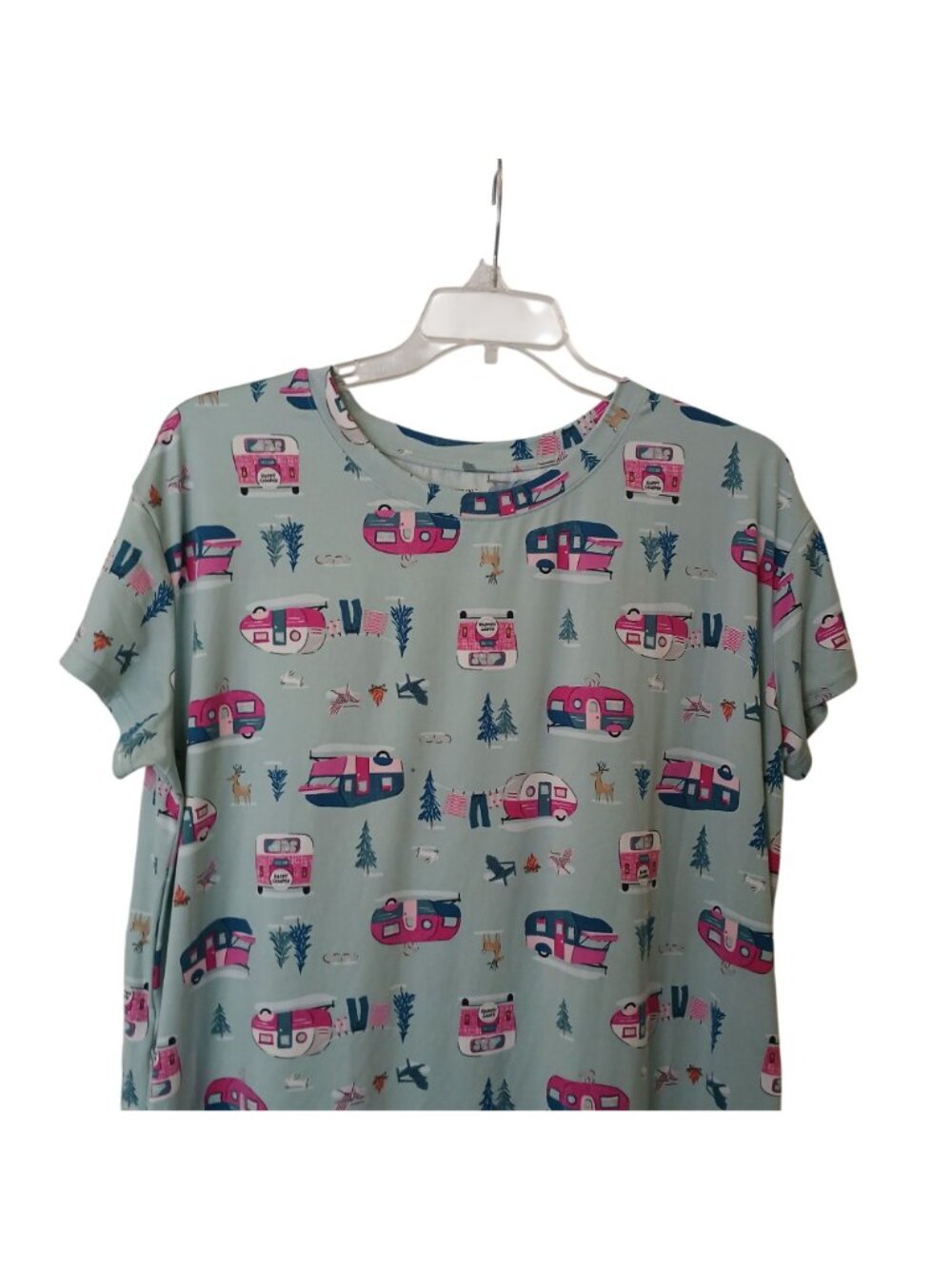 Joyspun XL Trailer Camping Print Nightgown W/ Pockets Polyester Spandex #I-5 - Picture 4 of 6